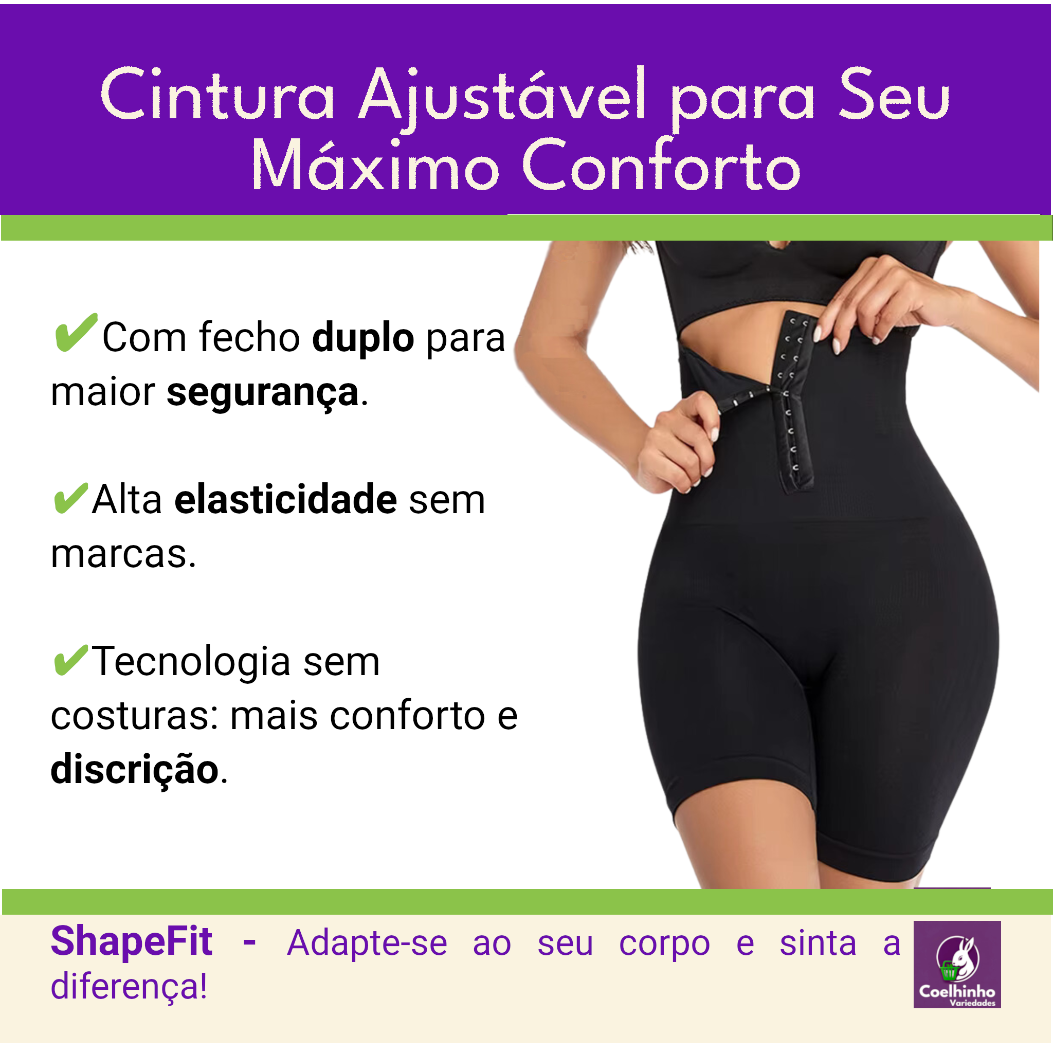 Cinta Modeladora de Cintura Alta - Shape Fit - Redefina Suas Curvas com Conforto e Estilo!